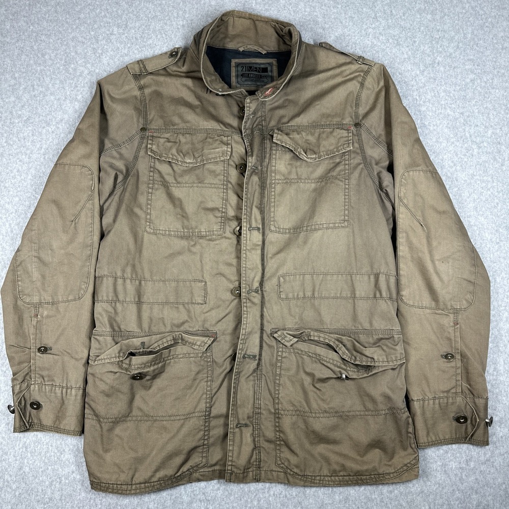 FOREVER 21 Men's M-65 Style Field Jacket Size Medium Brown Elbow Patch Pockets